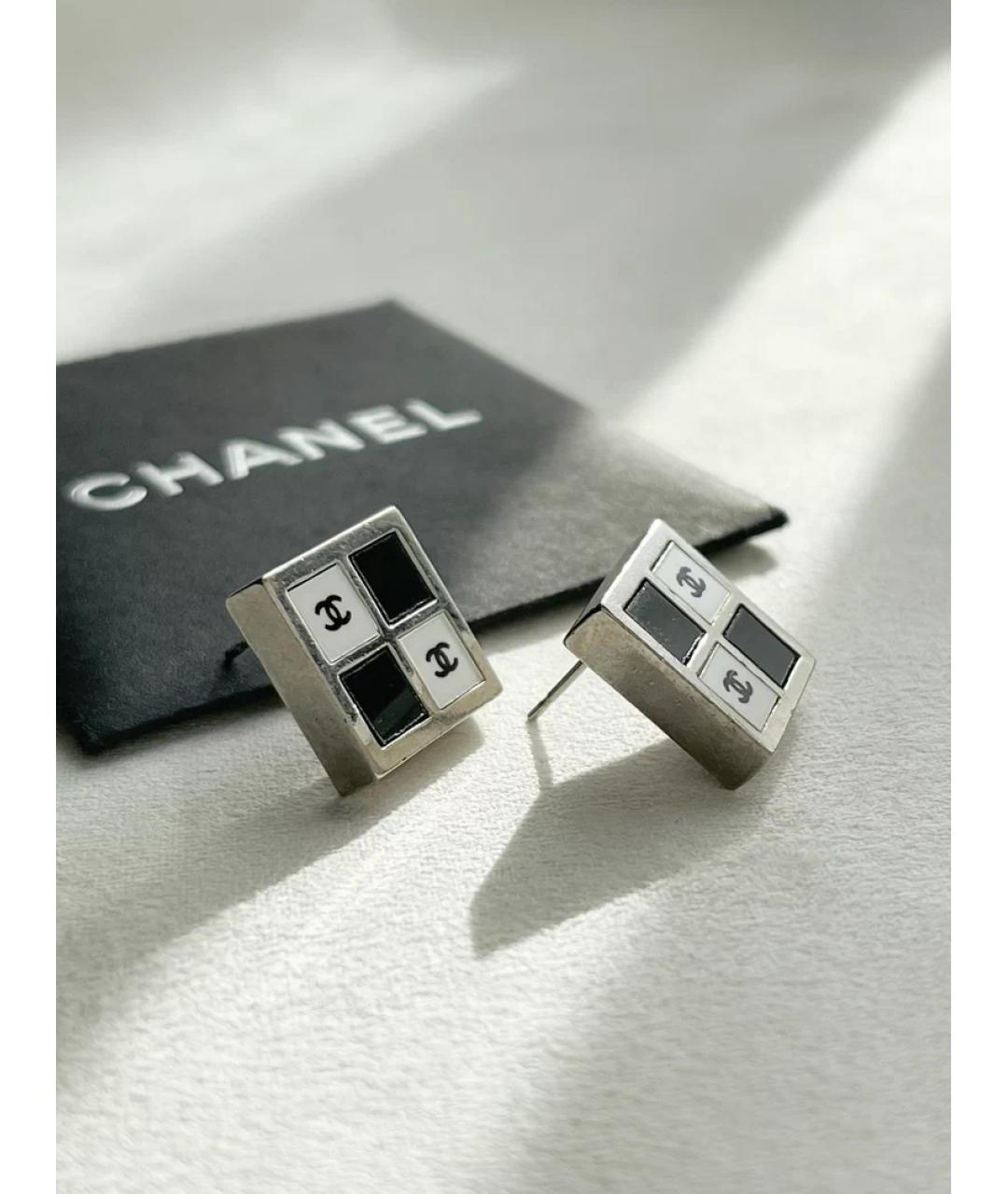 CHANEL Черные металлические серьги, фото 2