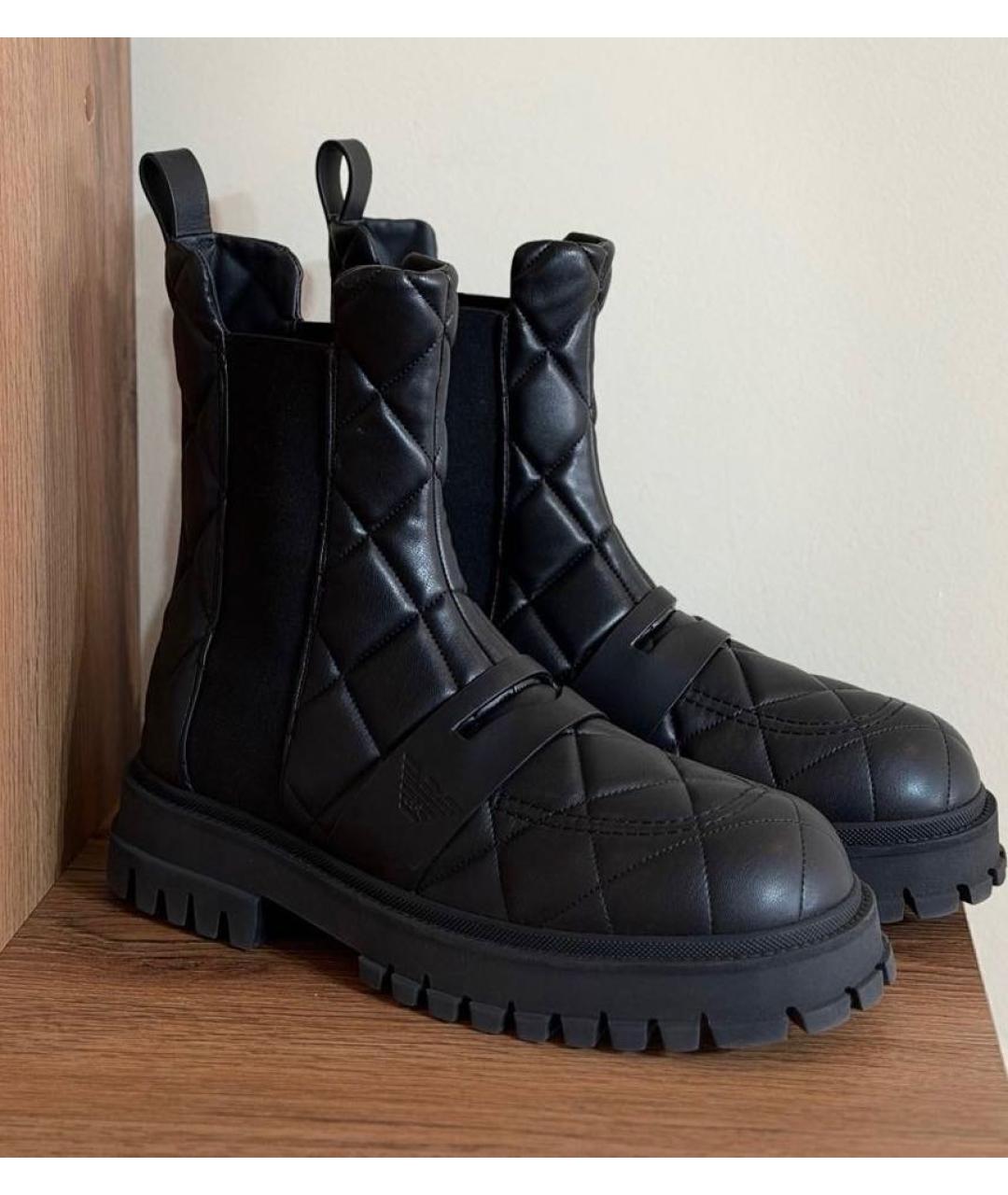 EMPORIO ARMANI Черные высокие ботинки, фото 3