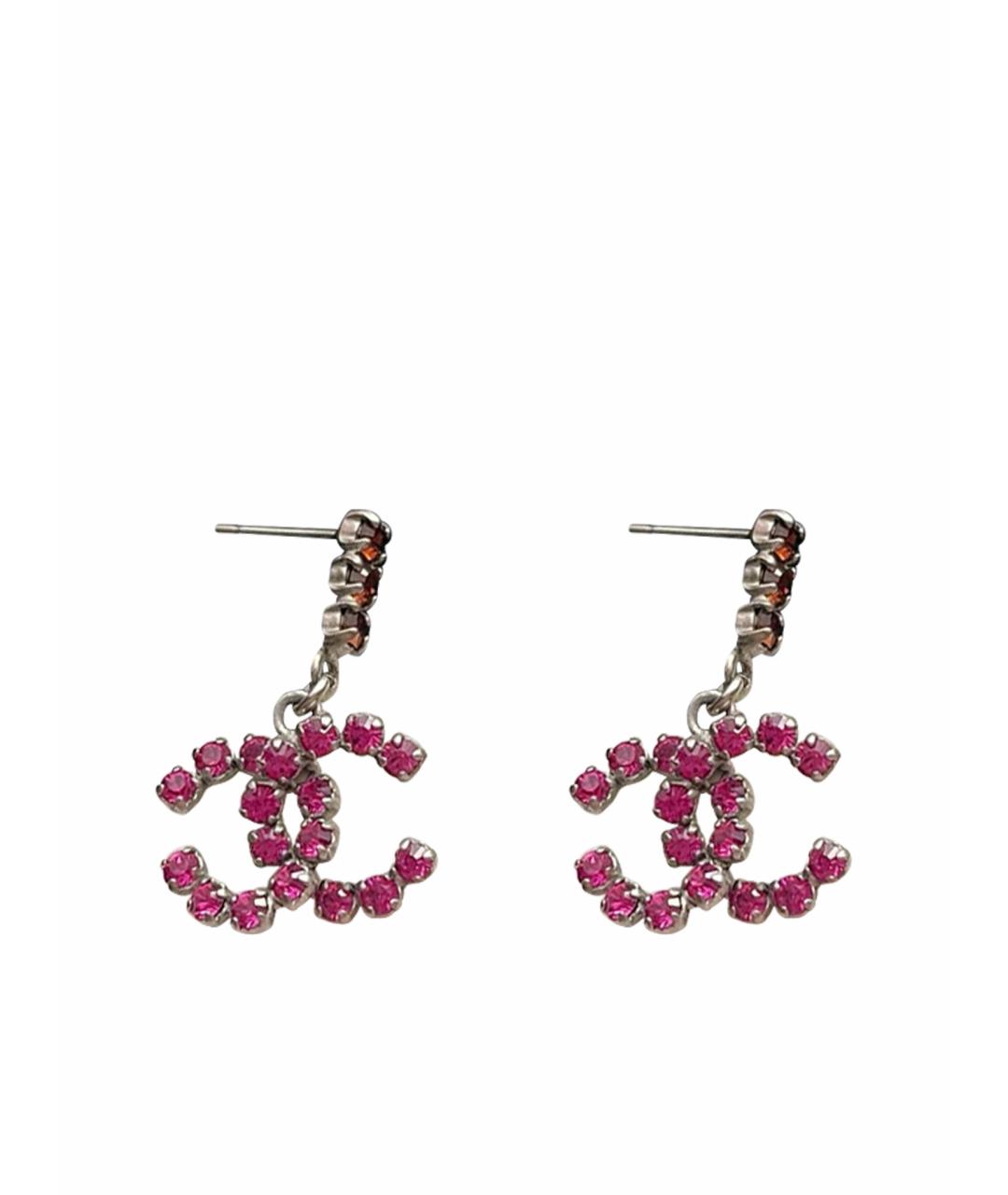 CHANEL Розовые металлические серьги, фото 1