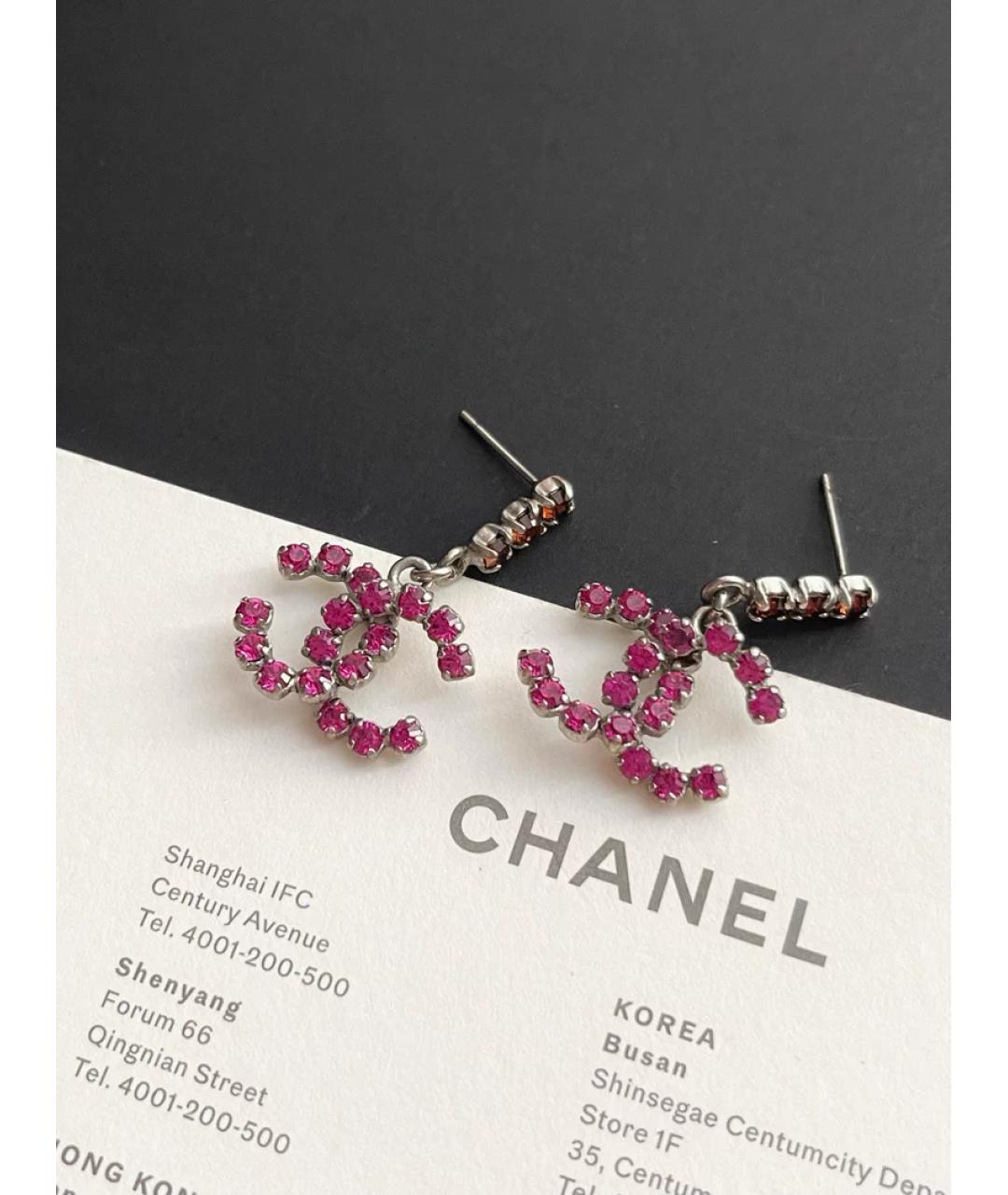 CHANEL Розовые металлические серьги, фото 4