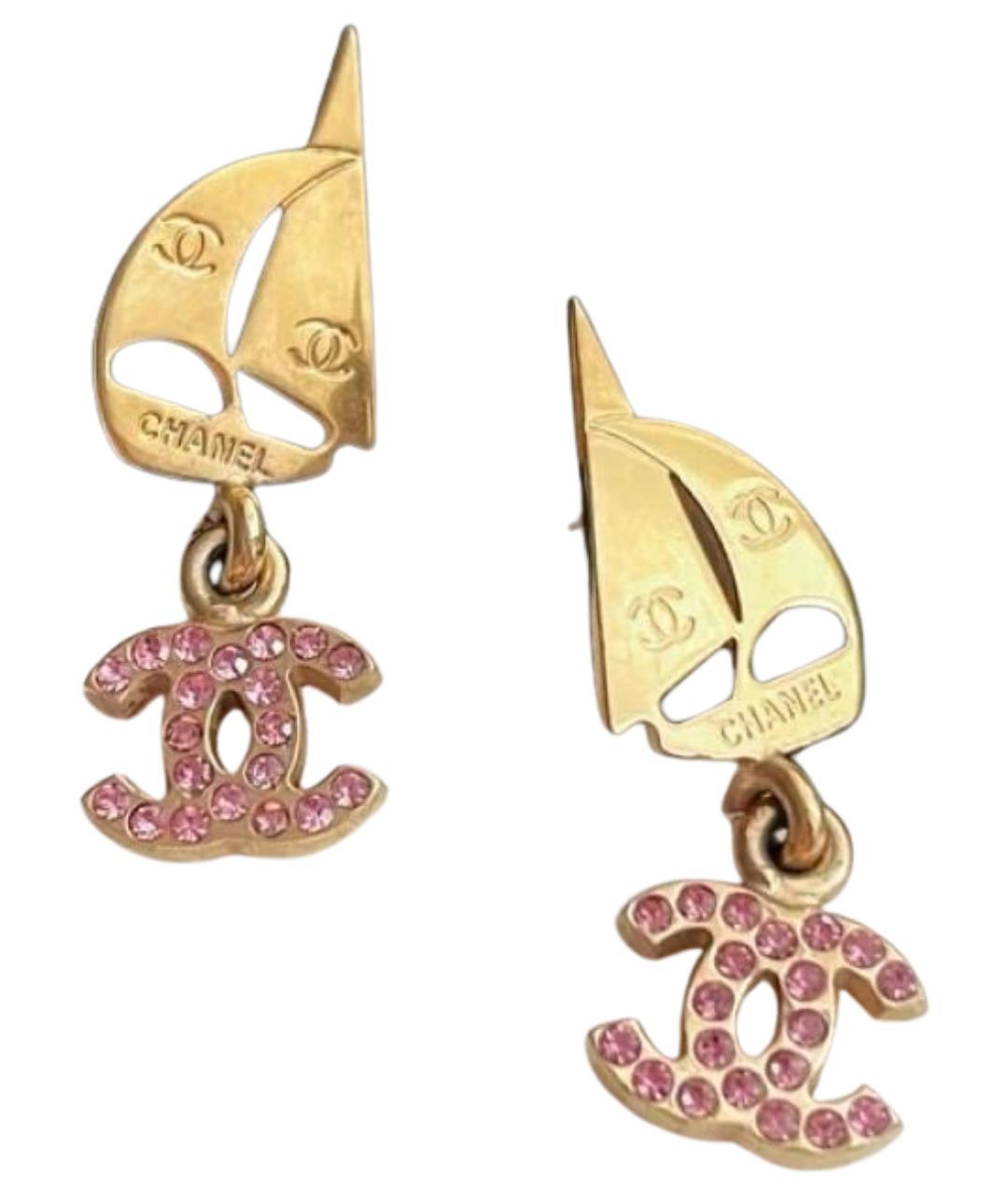 CHANEL Золотые металлические серьги, фото 1