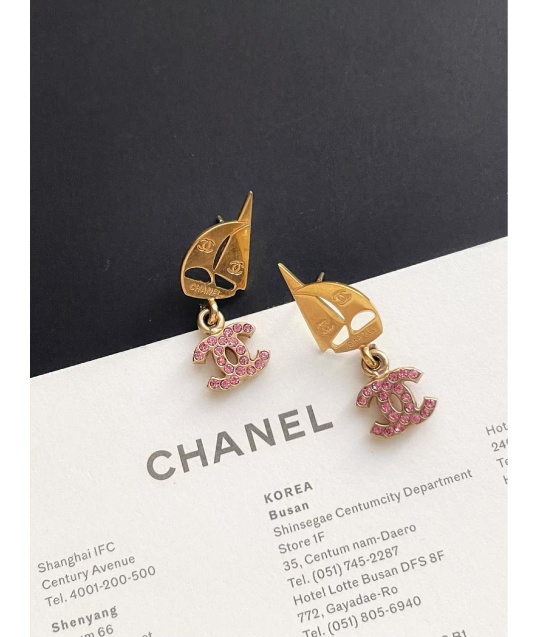 CHANEL Золотые металлические серьги, фото 3