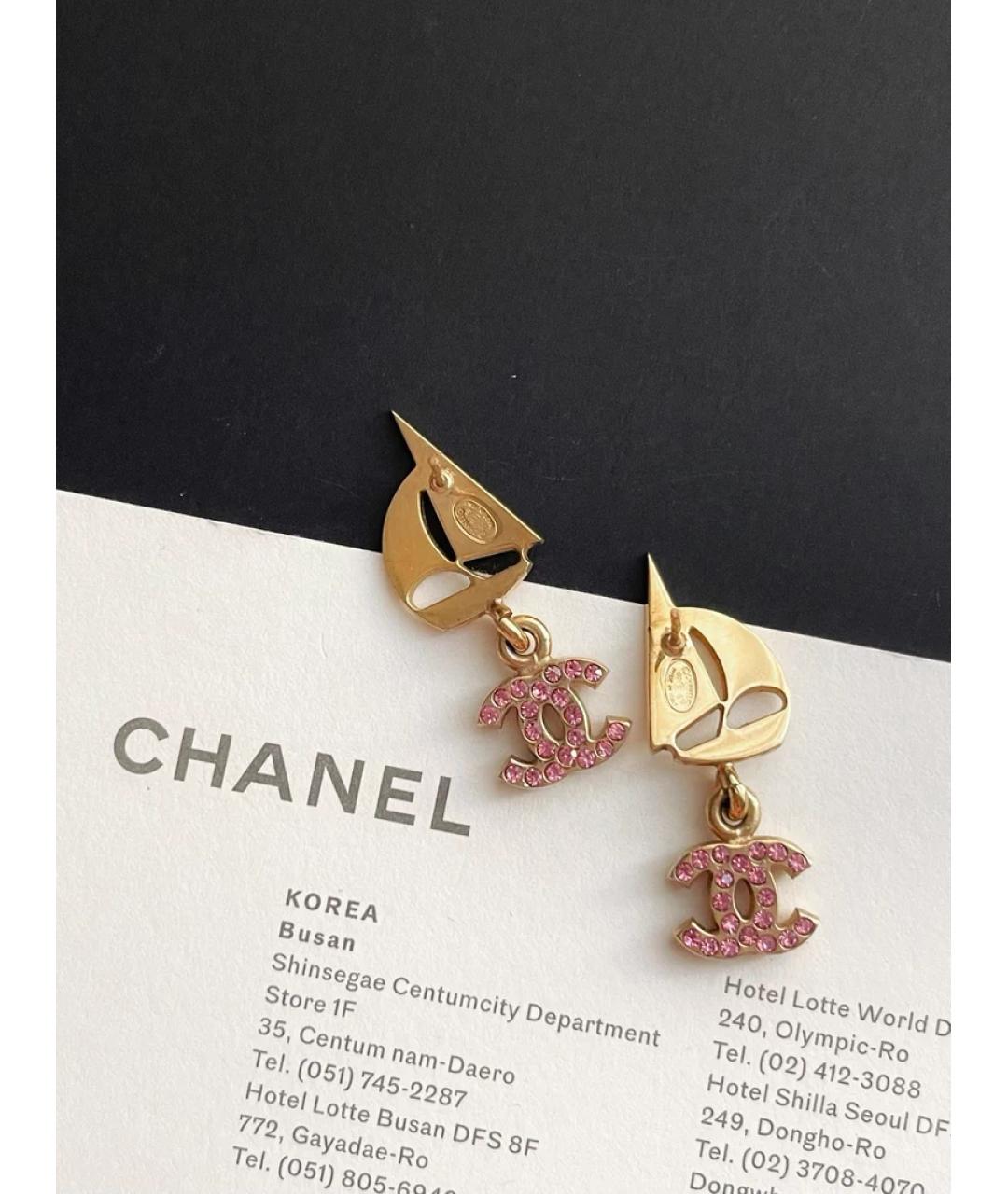 CHANEL Золотые металлические серьги, фото 2