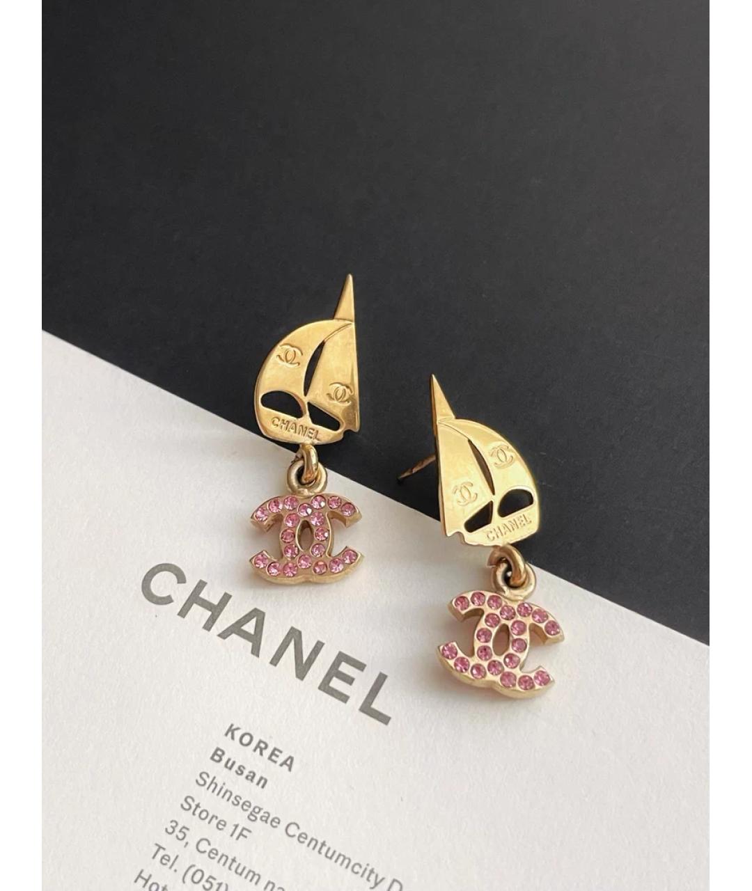 CHANEL Золотые металлические серьги, фото 4