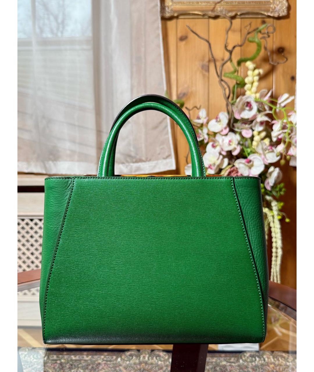 FENDI Зеленая кожаная сумка с короткими ручками, фото 2