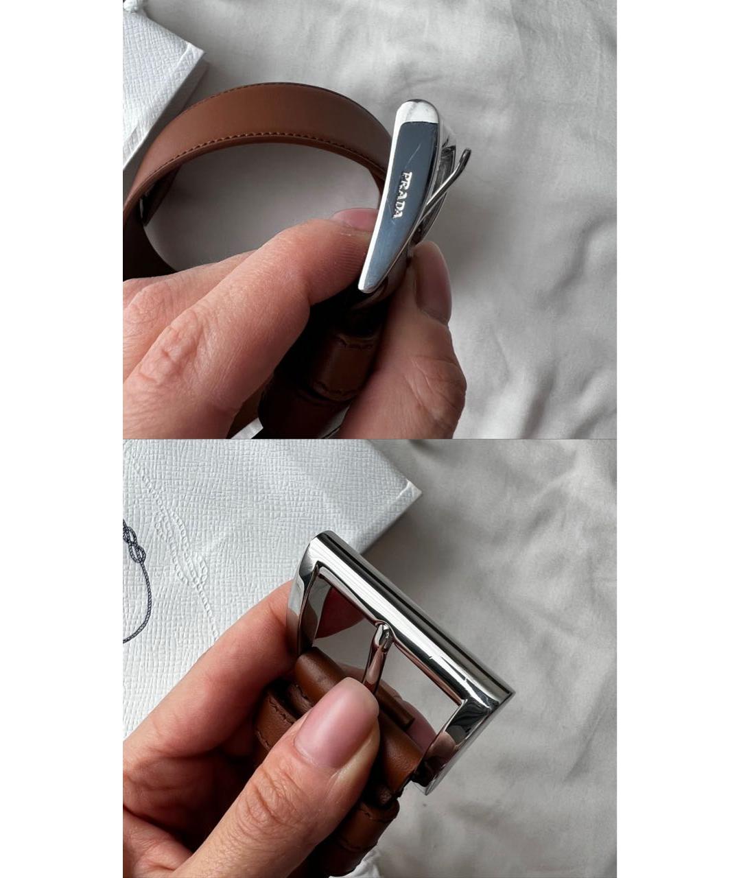 PRADA Коричневый кожаный ремень, фото 8