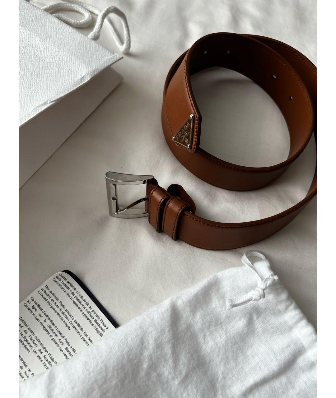 PRADA Коричневый кожаный ремень, фото 6