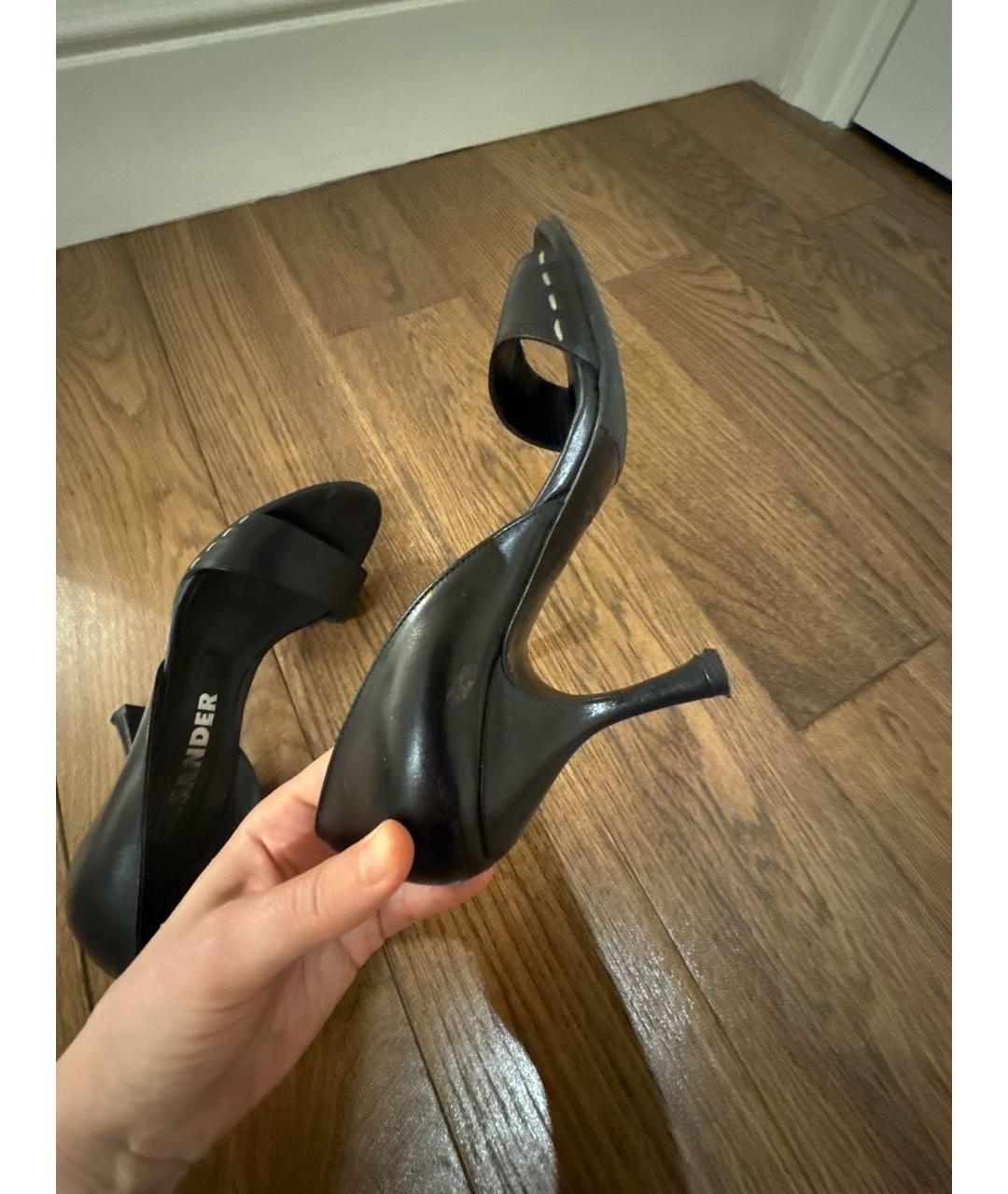 JIL SANDER Черные кожаные босоножки, фото 6