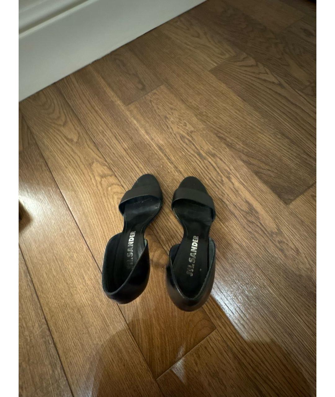 JIL SANDER Черные кожаные босоножки, фото 3