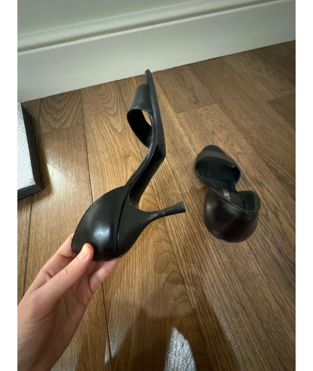 JIL SANDER Черные кожаные босоножки, фото 5