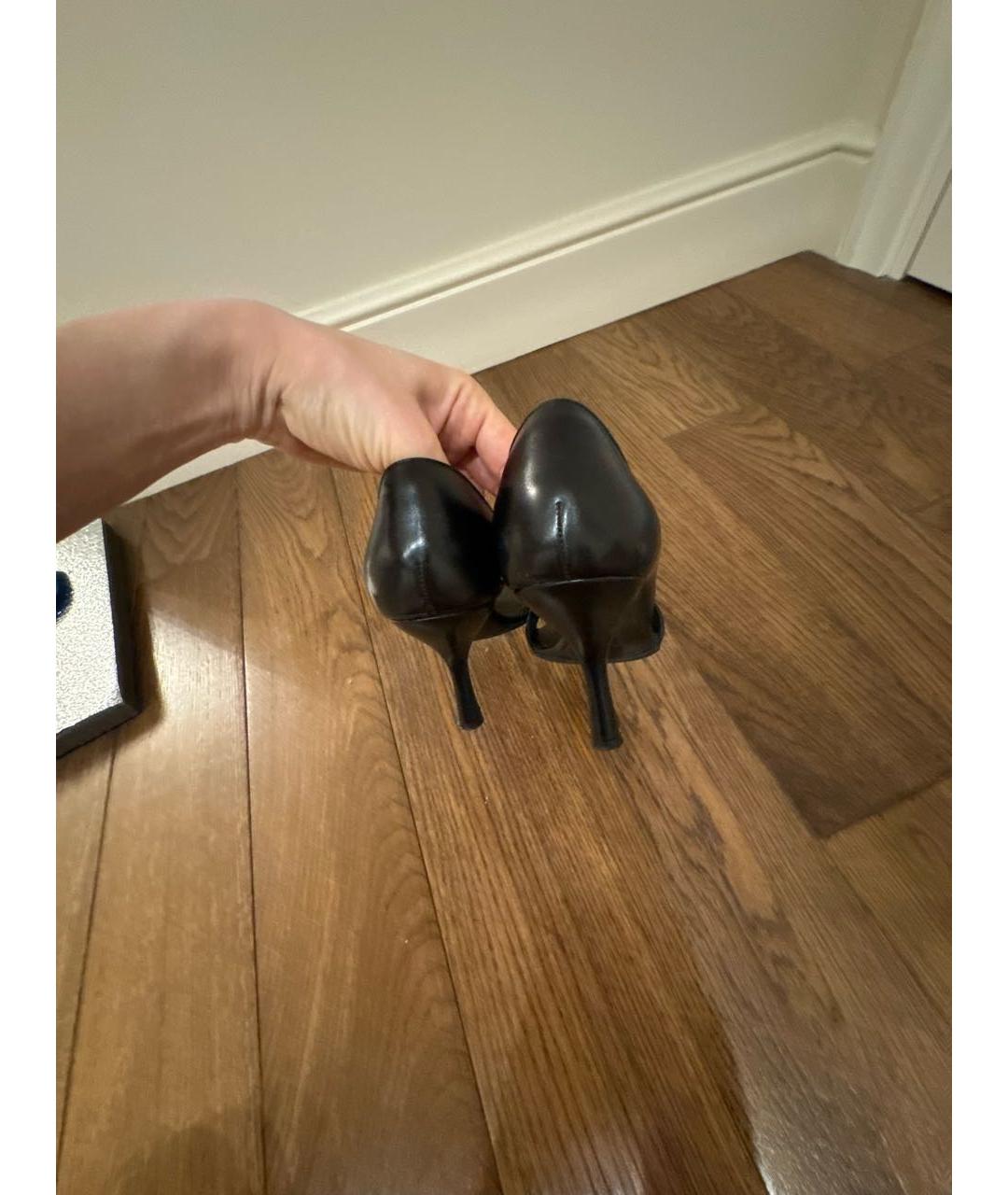 JIL SANDER Черные кожаные босоножки, фото 4