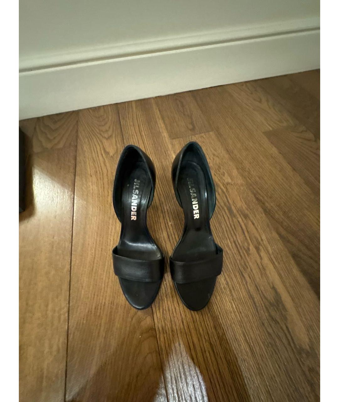 JIL SANDER Черные кожаные босоножки, фото 2