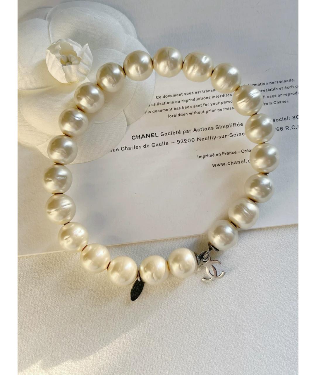 CHANEL Белый жемчужный браслет, фото 5