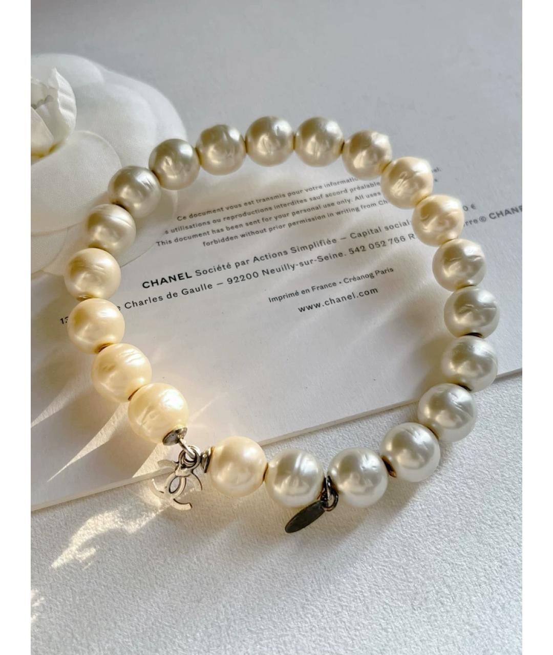 CHANEL Белый жемчужный браслет, фото 3