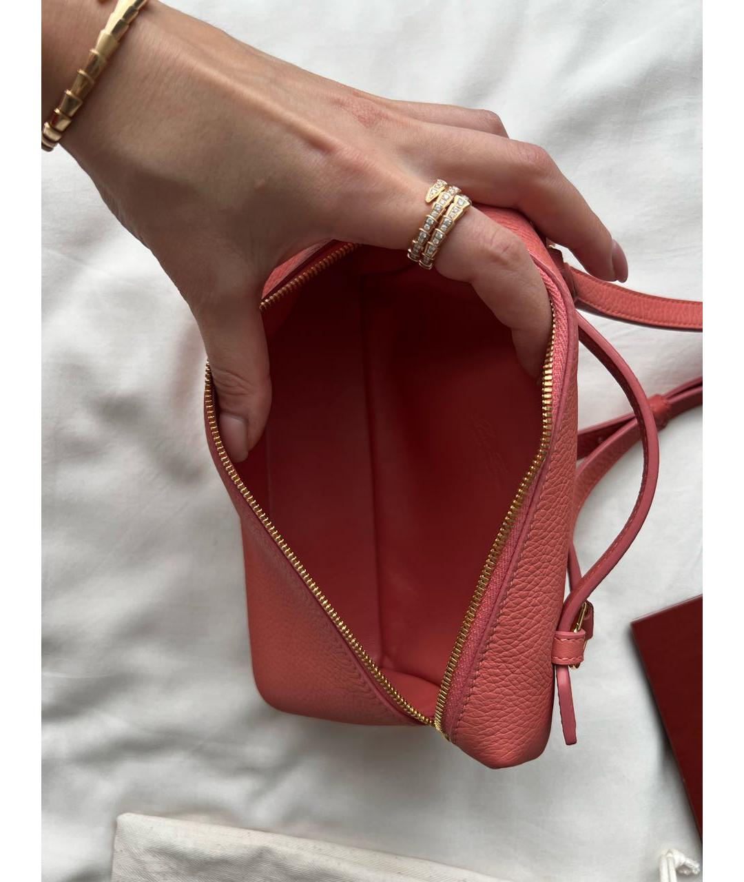 LORO PIANA Коралловая кожаная сумка через плечо, фото 7