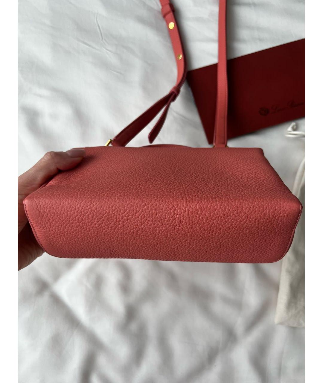 LORO PIANA Коралловая кожаная сумка через плечо, фото 6