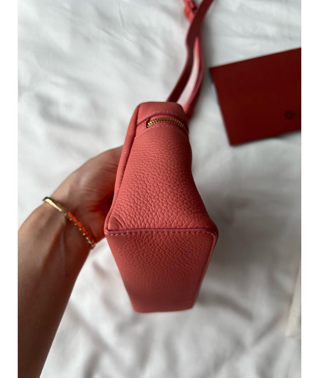 LORO PIANA Коралловая кожаная сумка через плечо, фото 4