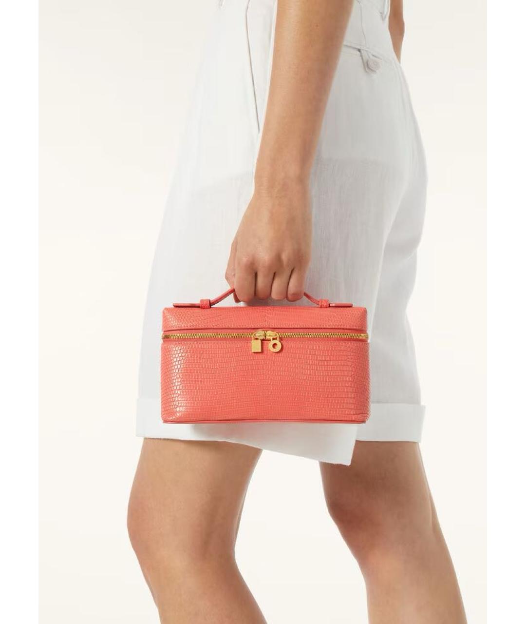 LORO PIANA Коралловая кожаная сумка через плечо, фото 8