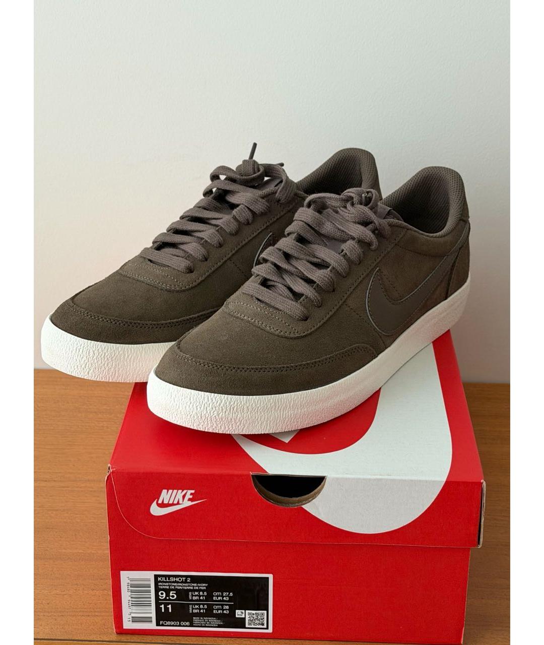 NIKE Коричневые замшевые низкие кроссовки / кеды, фото 7