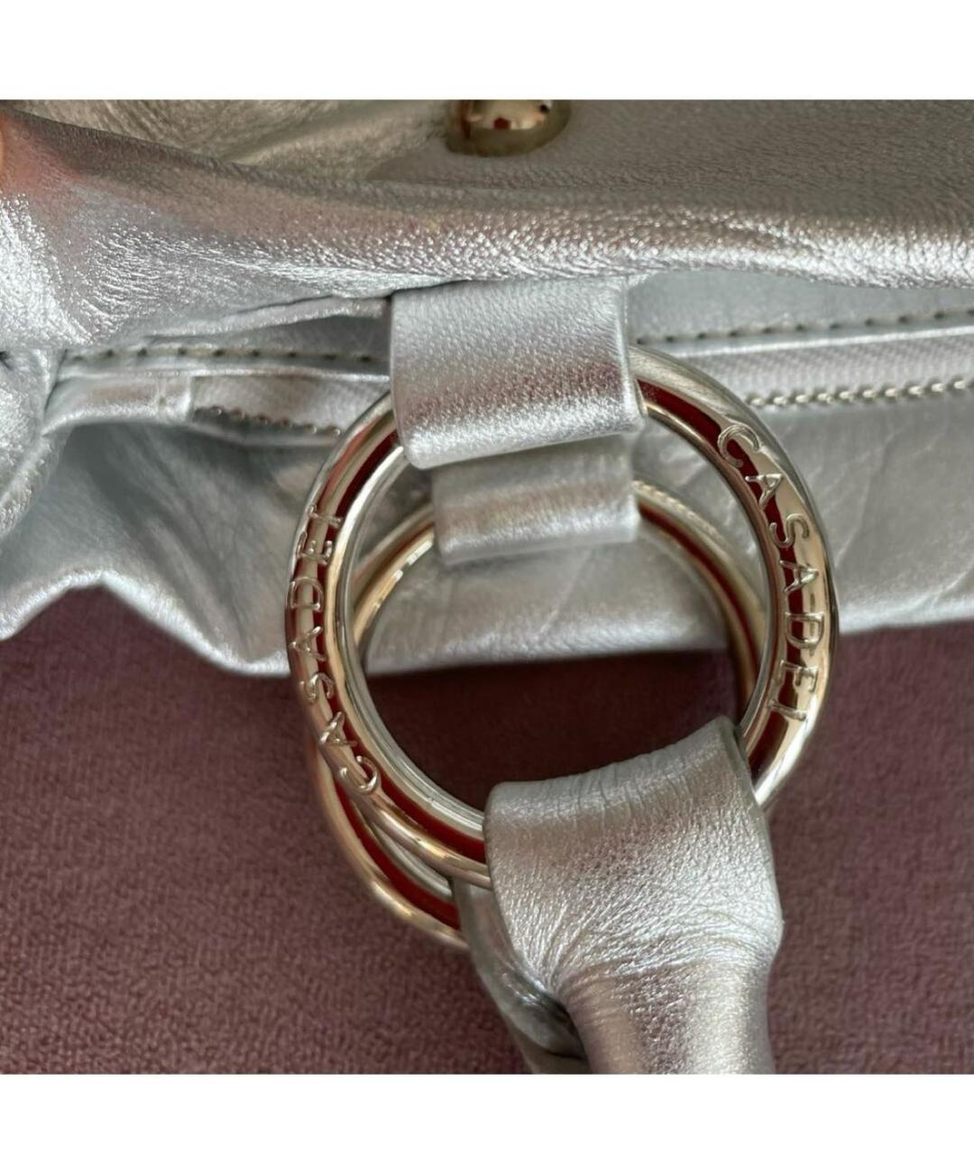 CASADEI Серебряная кожаная сумка с короткими ручками, фото 6