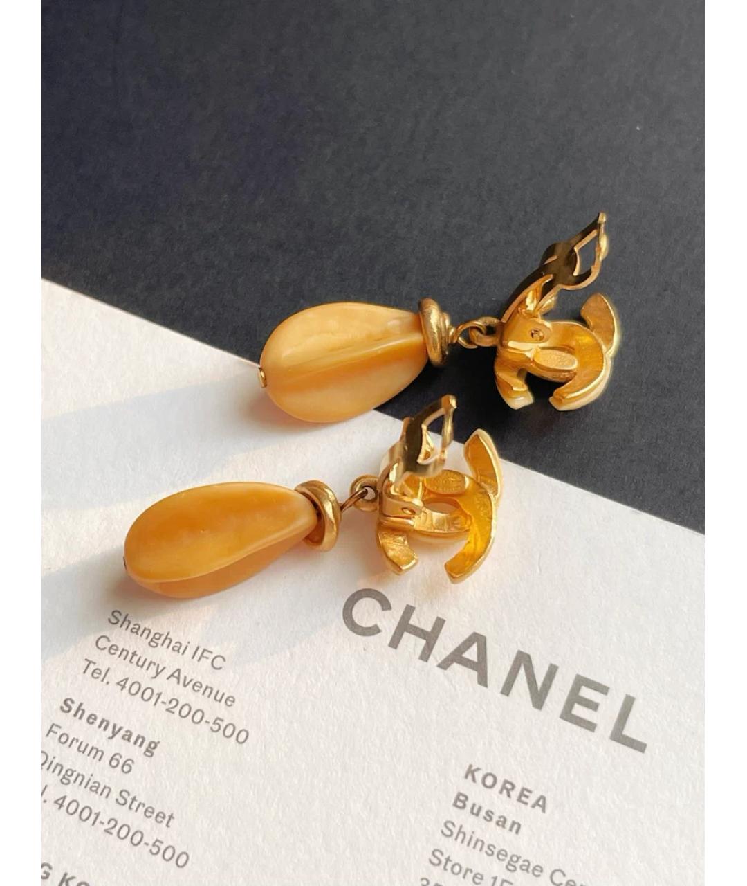 CHANEL Золотые металлические серьги, фото 2