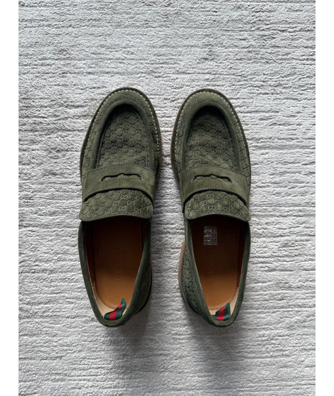 GUCCI Зеленые замшевые лоферы, фото 2