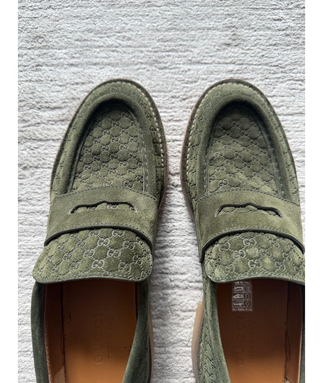 GUCCI Зеленые замшевые лоферы, фото 3