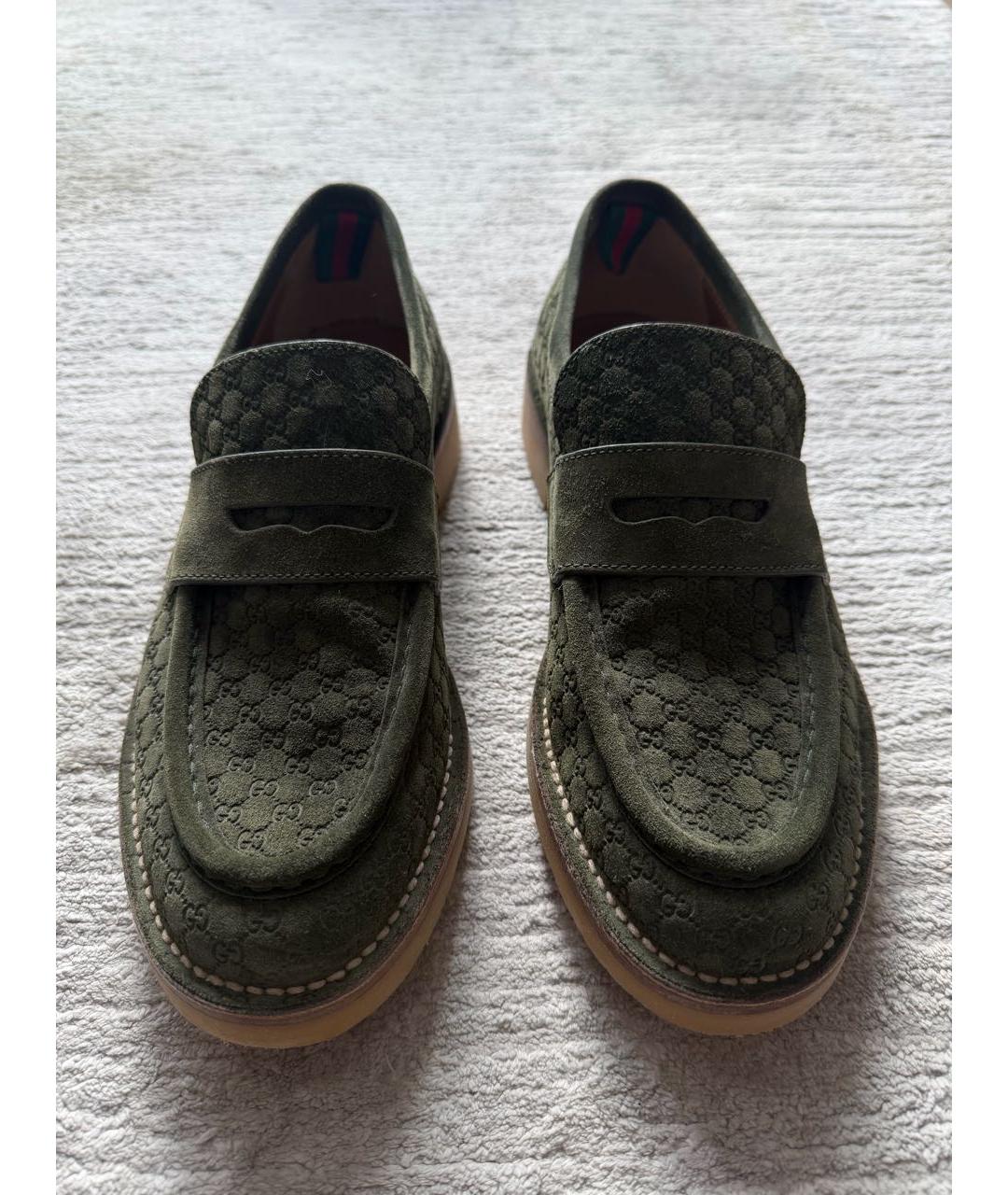GUCCI Зеленые замшевые лоферы, фото 4