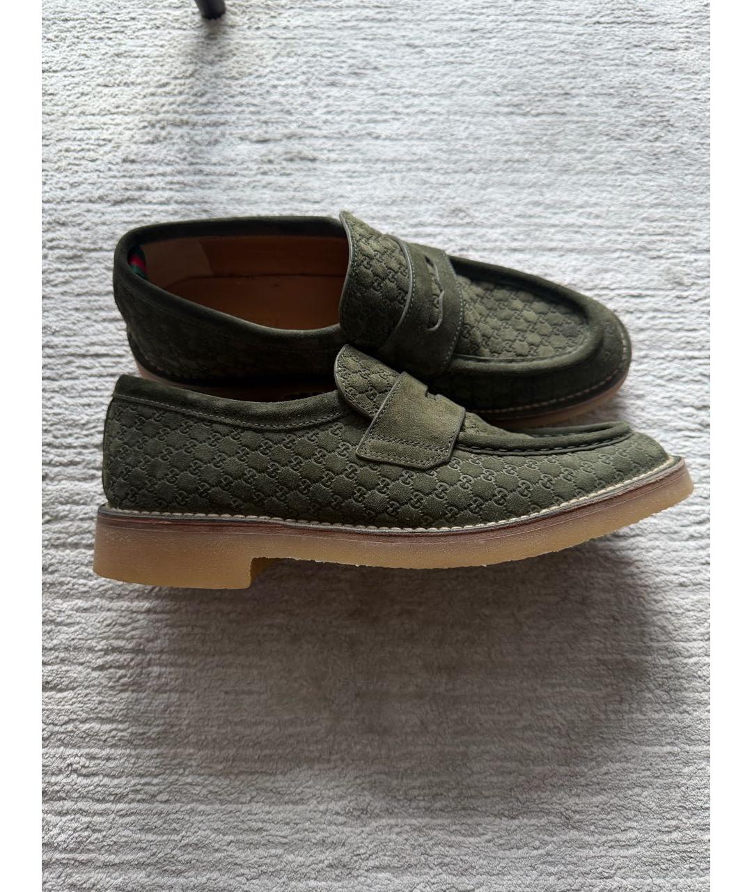 GUCCI Зеленые замшевые лоферы, фото 6