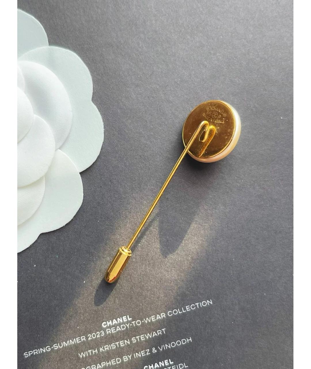 CHANEL Золотая жемчужная булавка / брошь, фото 2