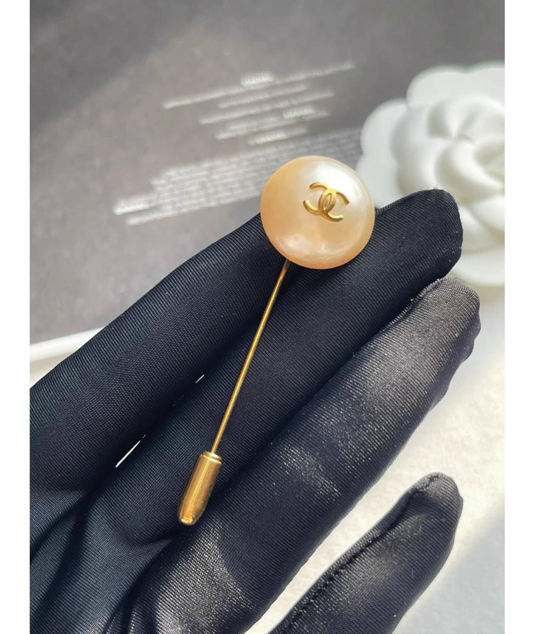 CHANEL Золотая жемчужная булавка / брошь, фото 4