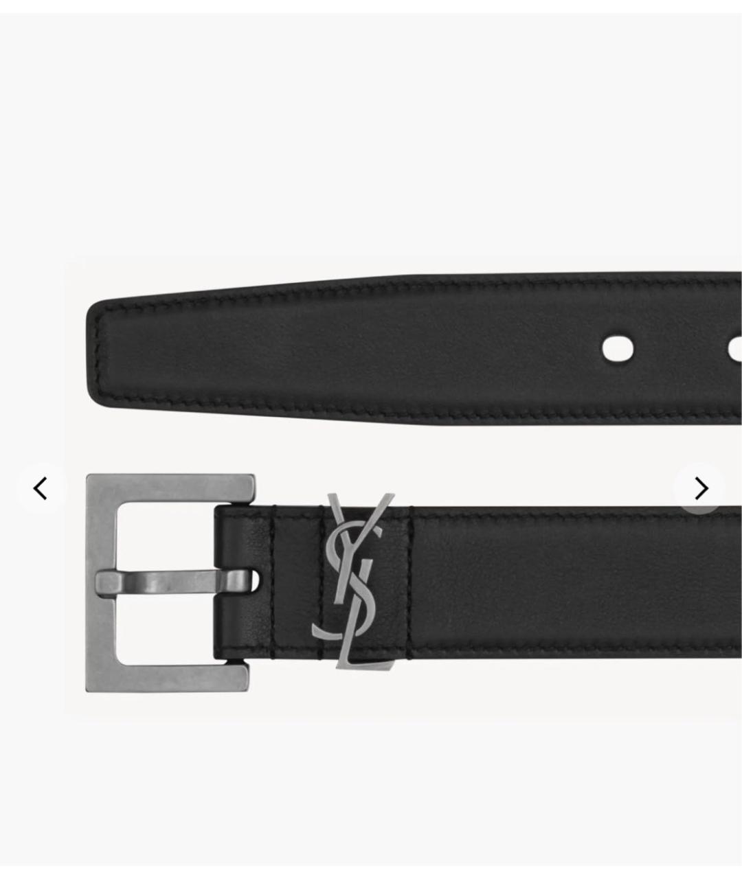 SAINT LAURENT Черный кожаный ремень, фото 2