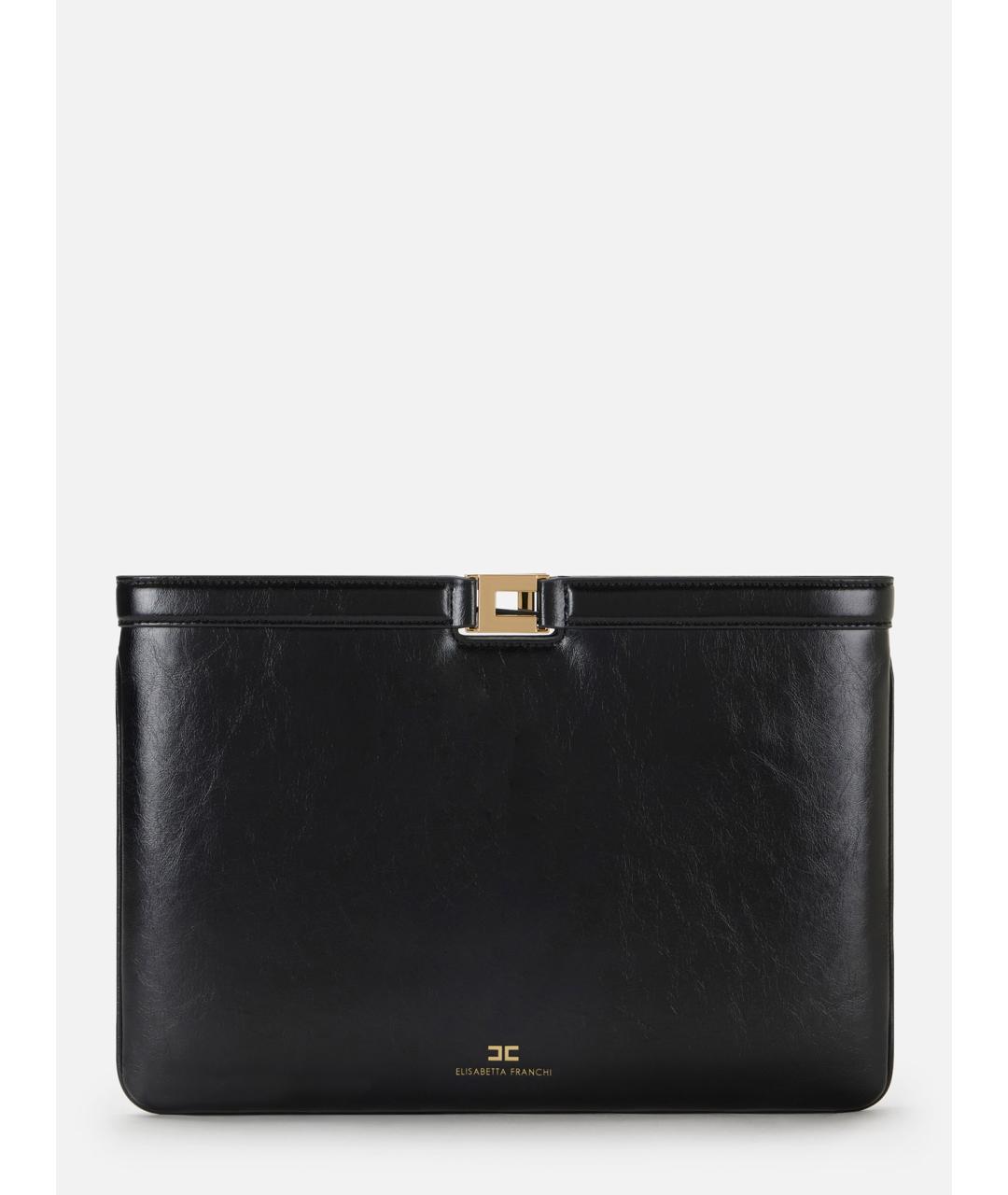 ELISABETTA FRANCHI Черная сумка с короткими ручками из искусственной кожи, фото 3