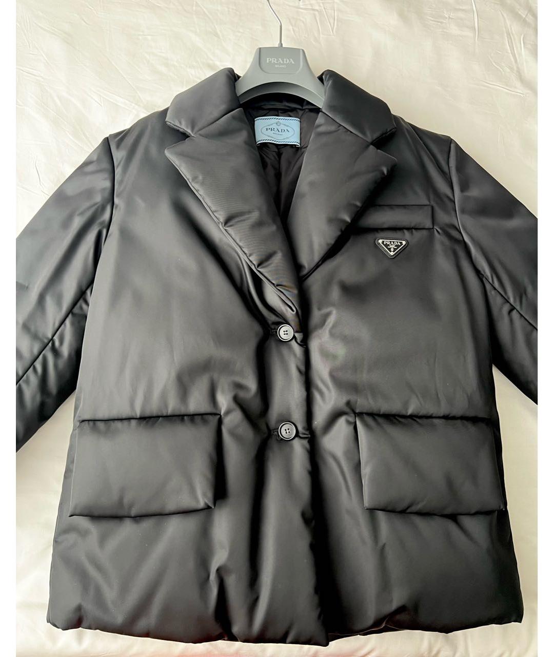 PRADA Черный полиэстеровый пуховик, фото 4