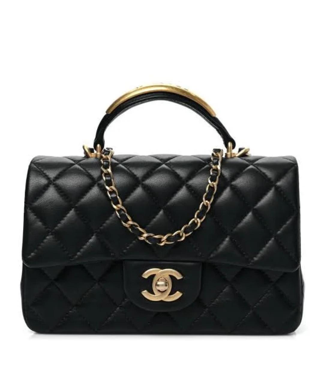 CHANEL Черная кожаная сумка с короткими ручками, фото 1