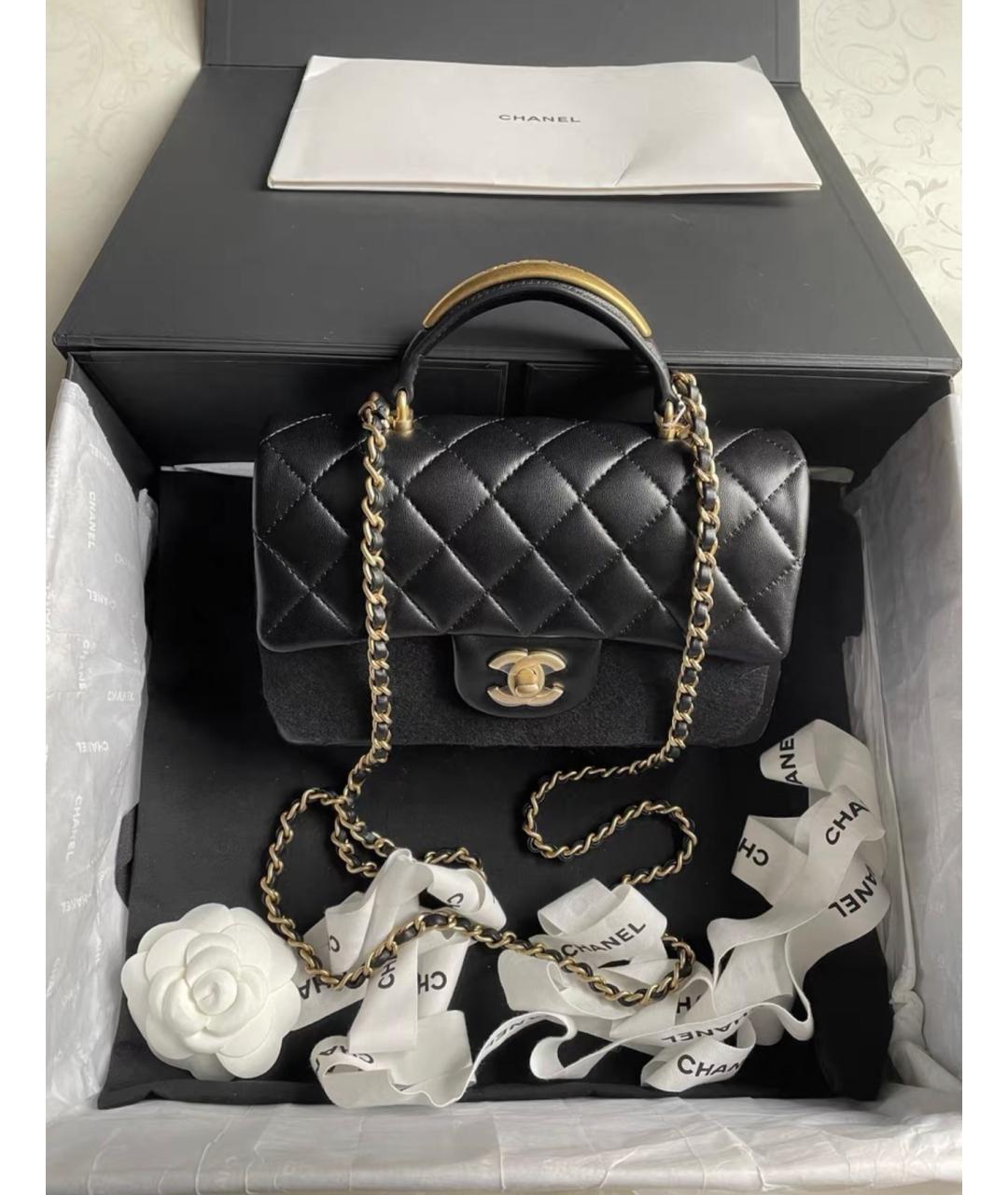 CHANEL Черная кожаная сумка с короткими ручками, фото 2