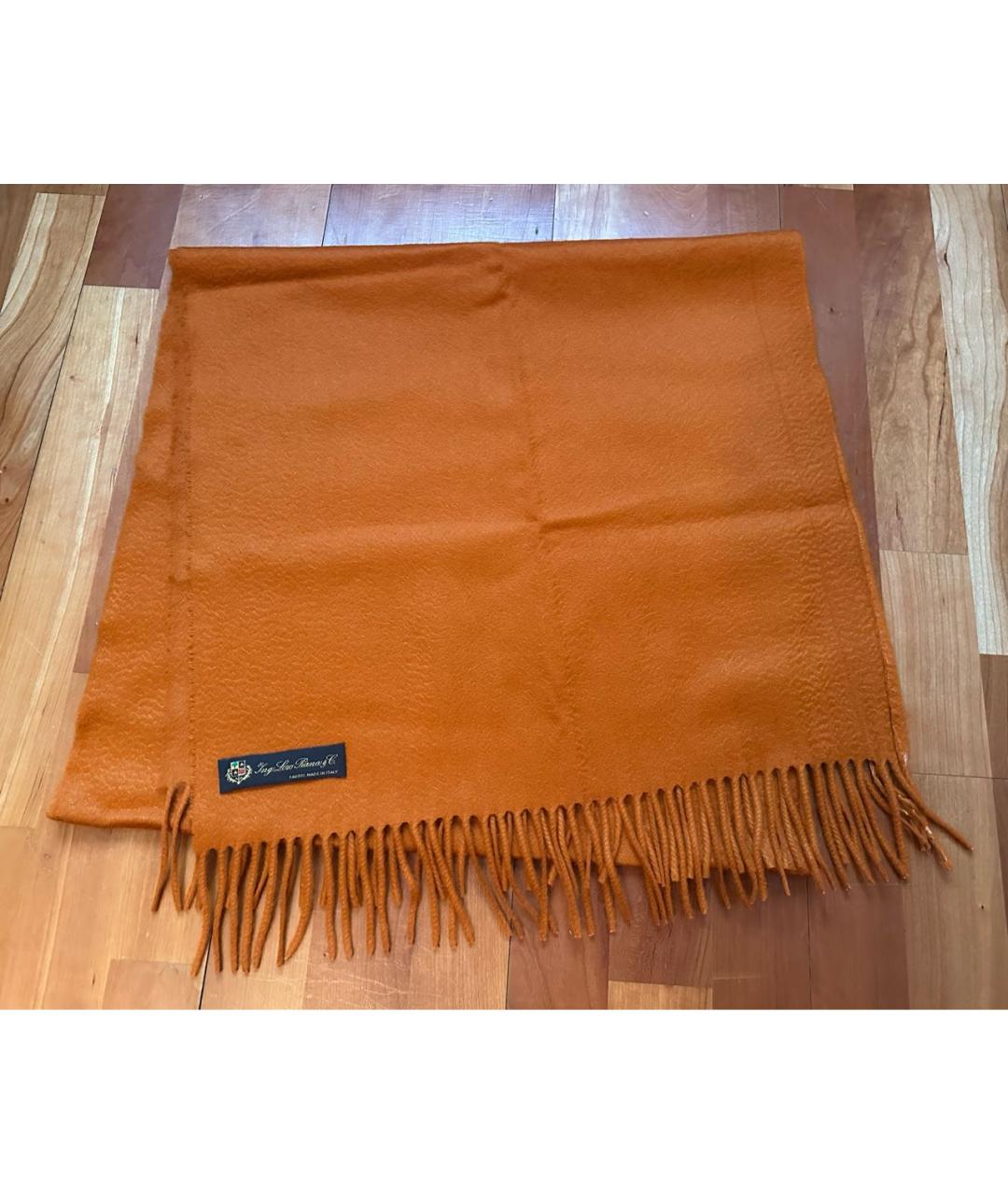 LORO PIANA Оранжевый кашемировый шарф, фото 5
