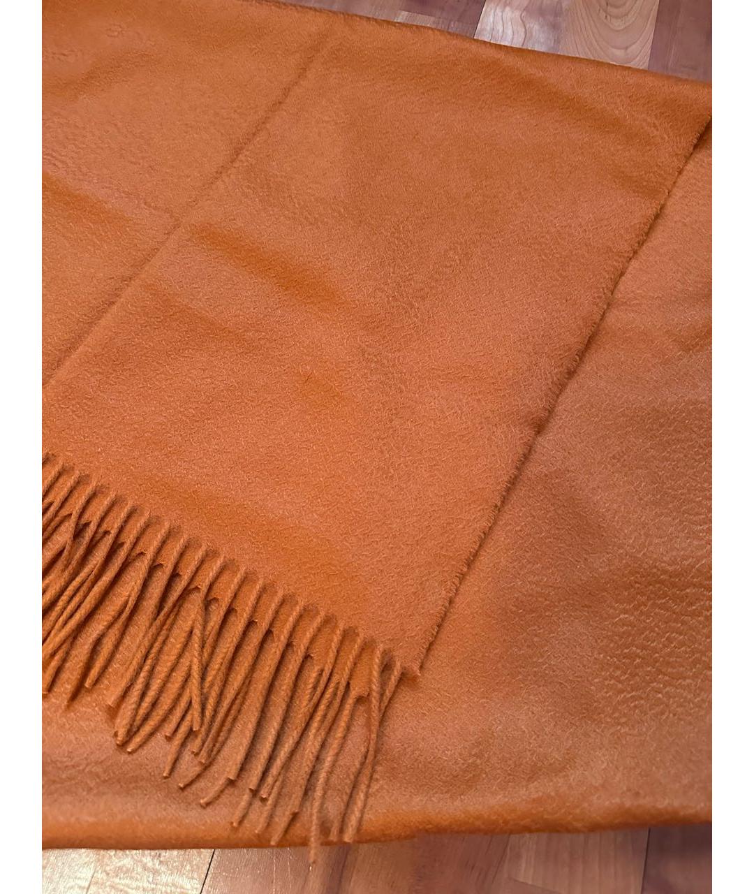 LORO PIANA Оранжевый кашемировый шарф, фото 4