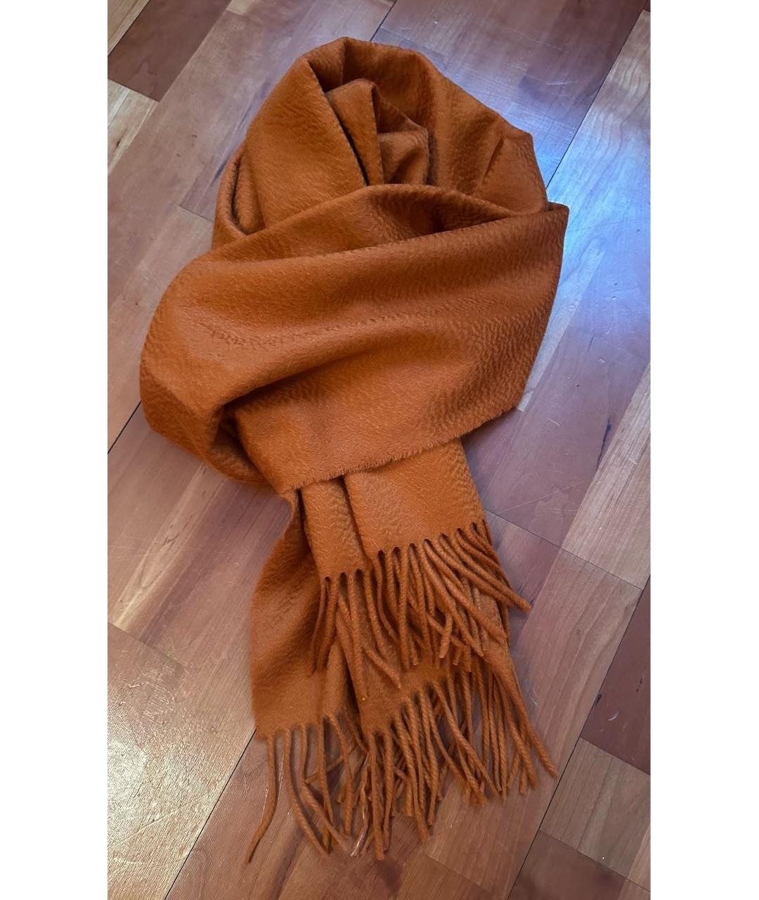 LORO PIANA Оранжевый кашемировый шарф, фото 3