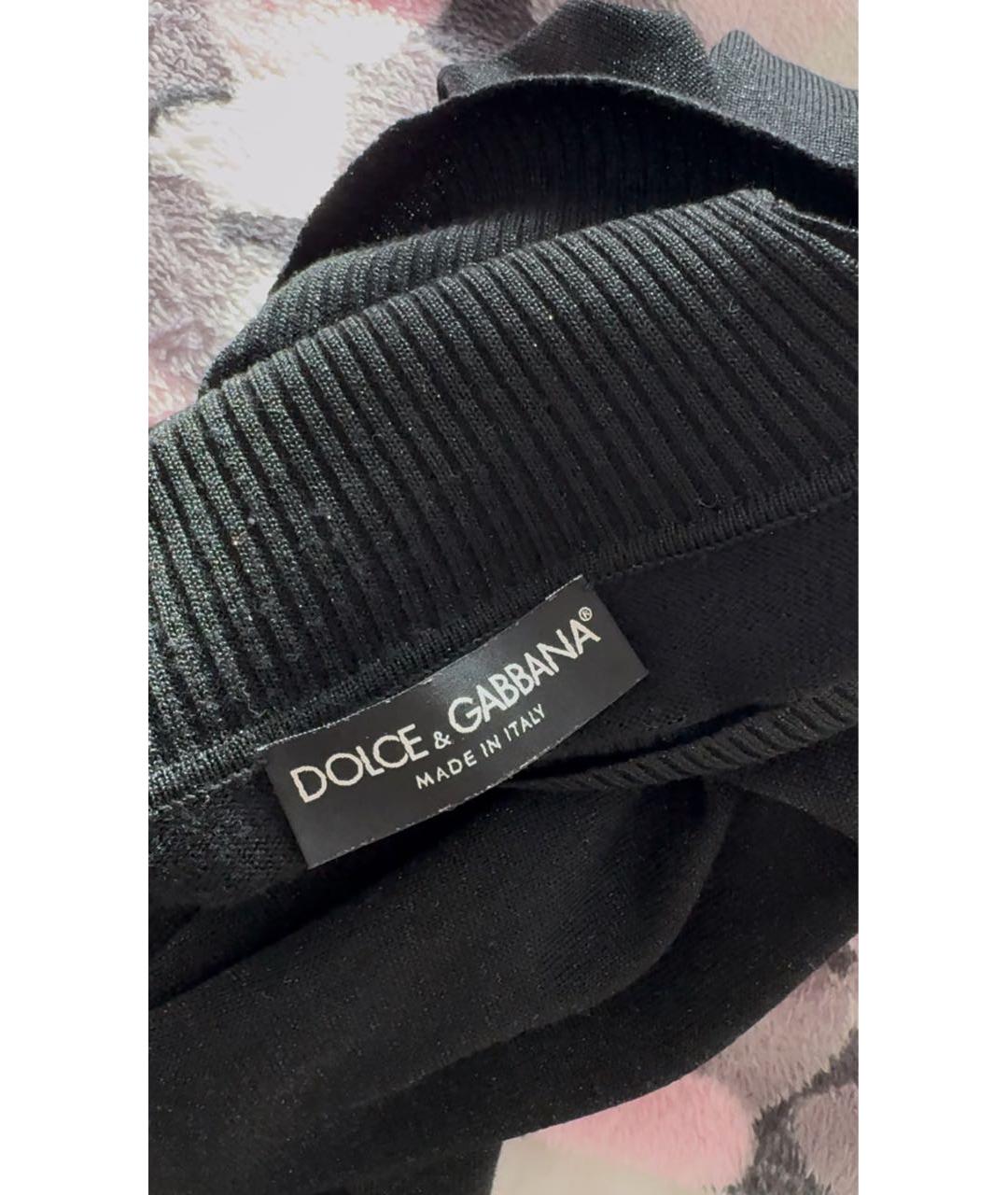 DOLCE&GABBANA Черный хлопко-эластановый джемпер / свитер, фото 3