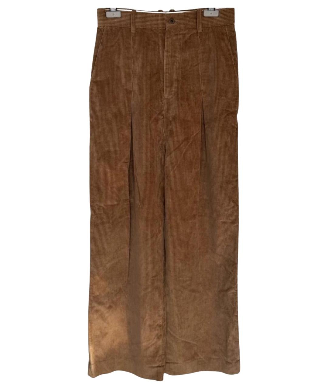 LOEWE Коричневые хлопковые брюки широкие, фото 1