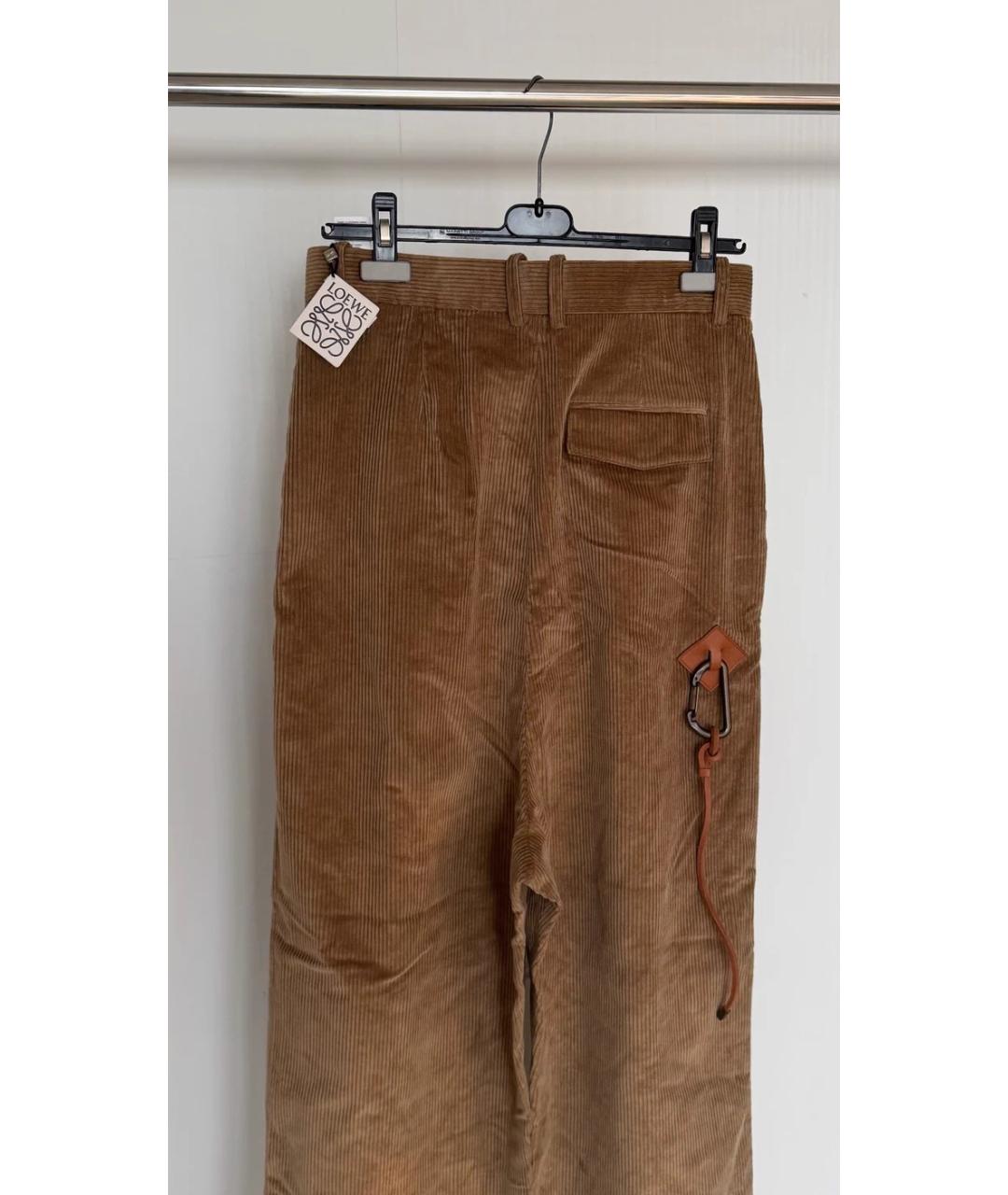 LOEWE Коричневые хлопковые брюки широкие, фото 3