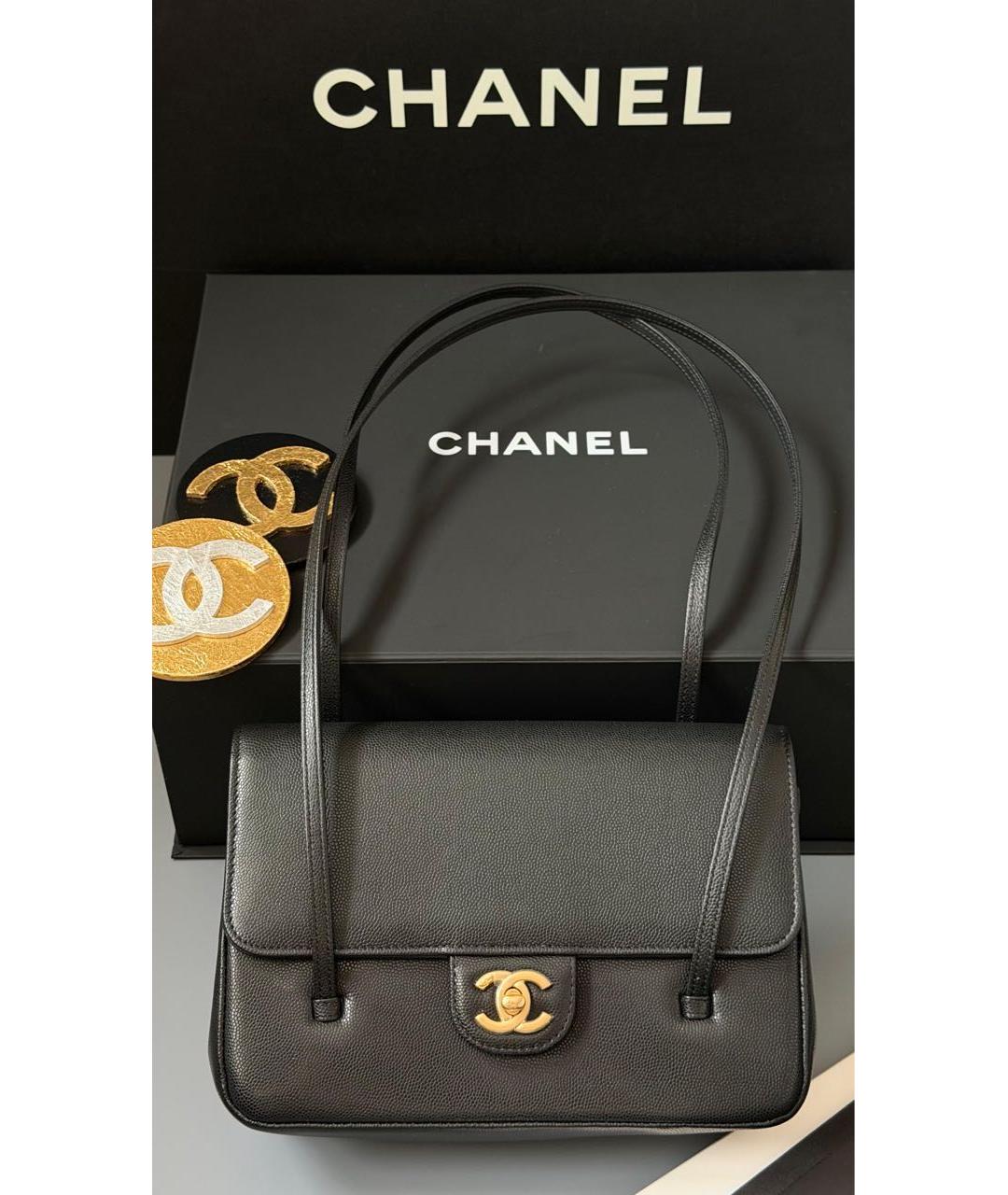 CHANEL Черная кожаная сумка через плечо, фото 3