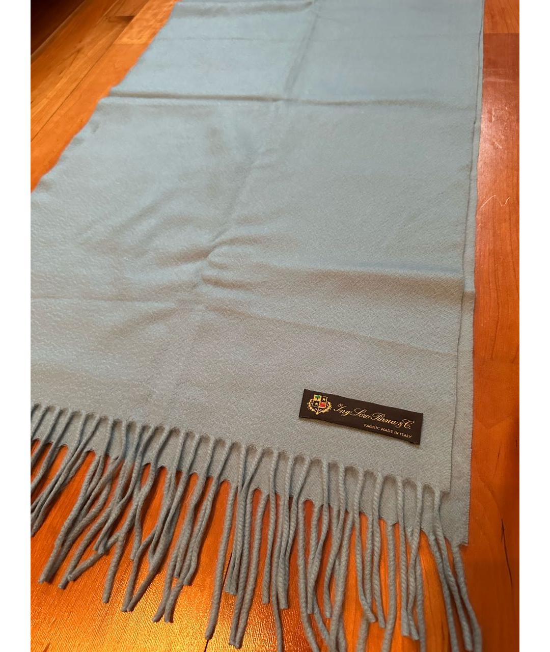 LORO PIANA Бирюзовый кашемировый шарф, фото 2