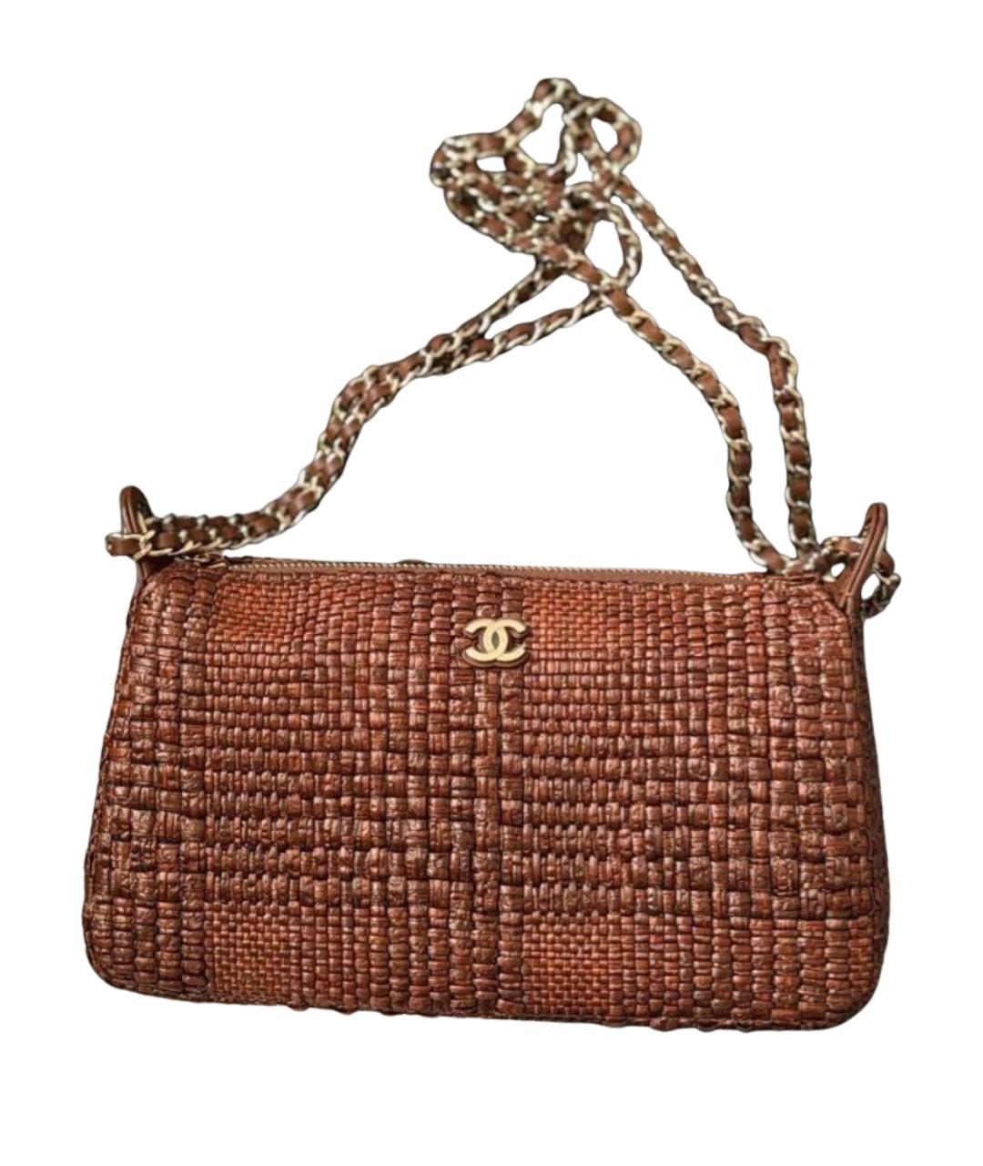 CHANEL Коричневая пелетеная сумка через плечо, фото 1