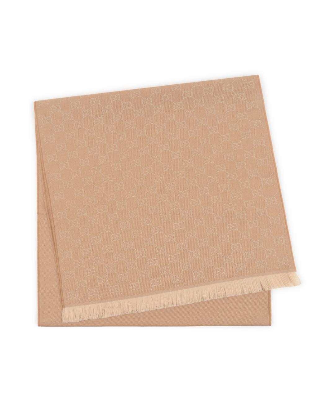 GUCCI Бежевый шерстяной шарф, фото 1