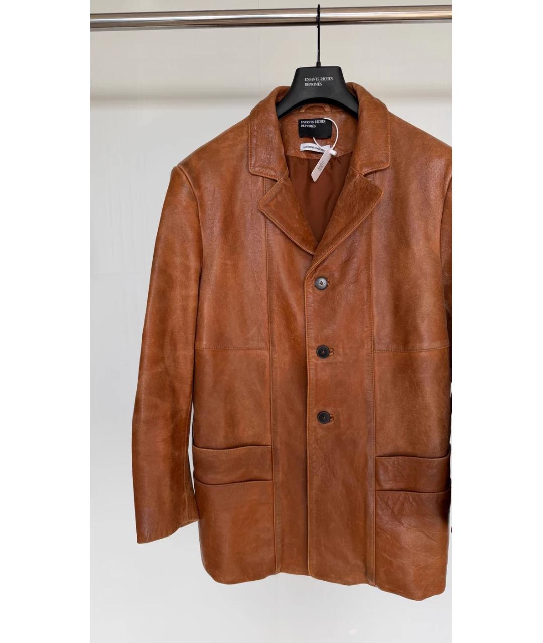 Enfants Riches Déprimés Коричневый кожаный пиджак, фото 3