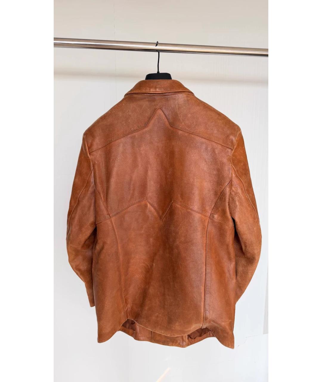 Enfants Riches Déprimés Коричневый кожаный пиджак, фото 4
