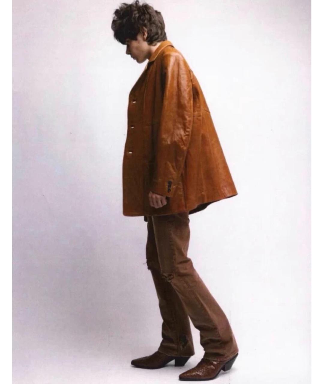 Enfants Riches Déprimés Коричневый кожаный пиджак, фото 6