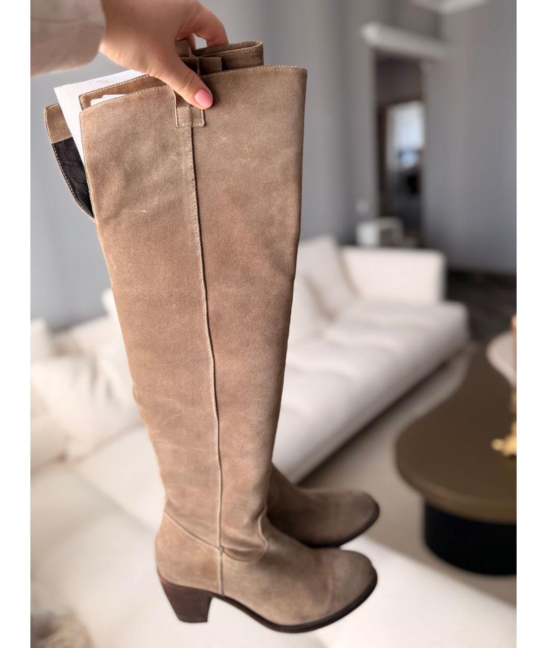 Fabio Gavazzi Бежевые замшевые сапоги, фото 9